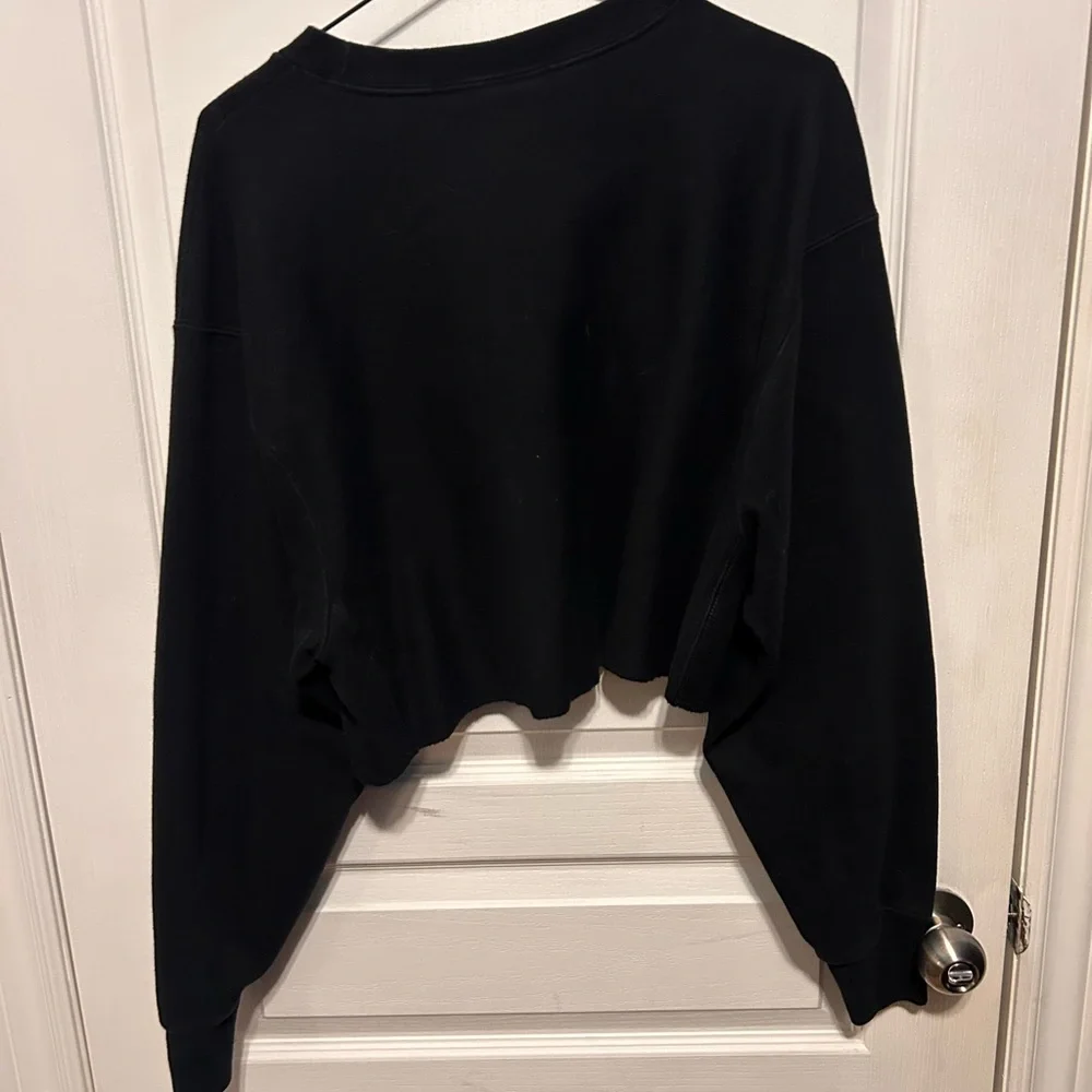 Champion Black Cropped Crew Sweatshirt with Logo - Picture 2 of 3
